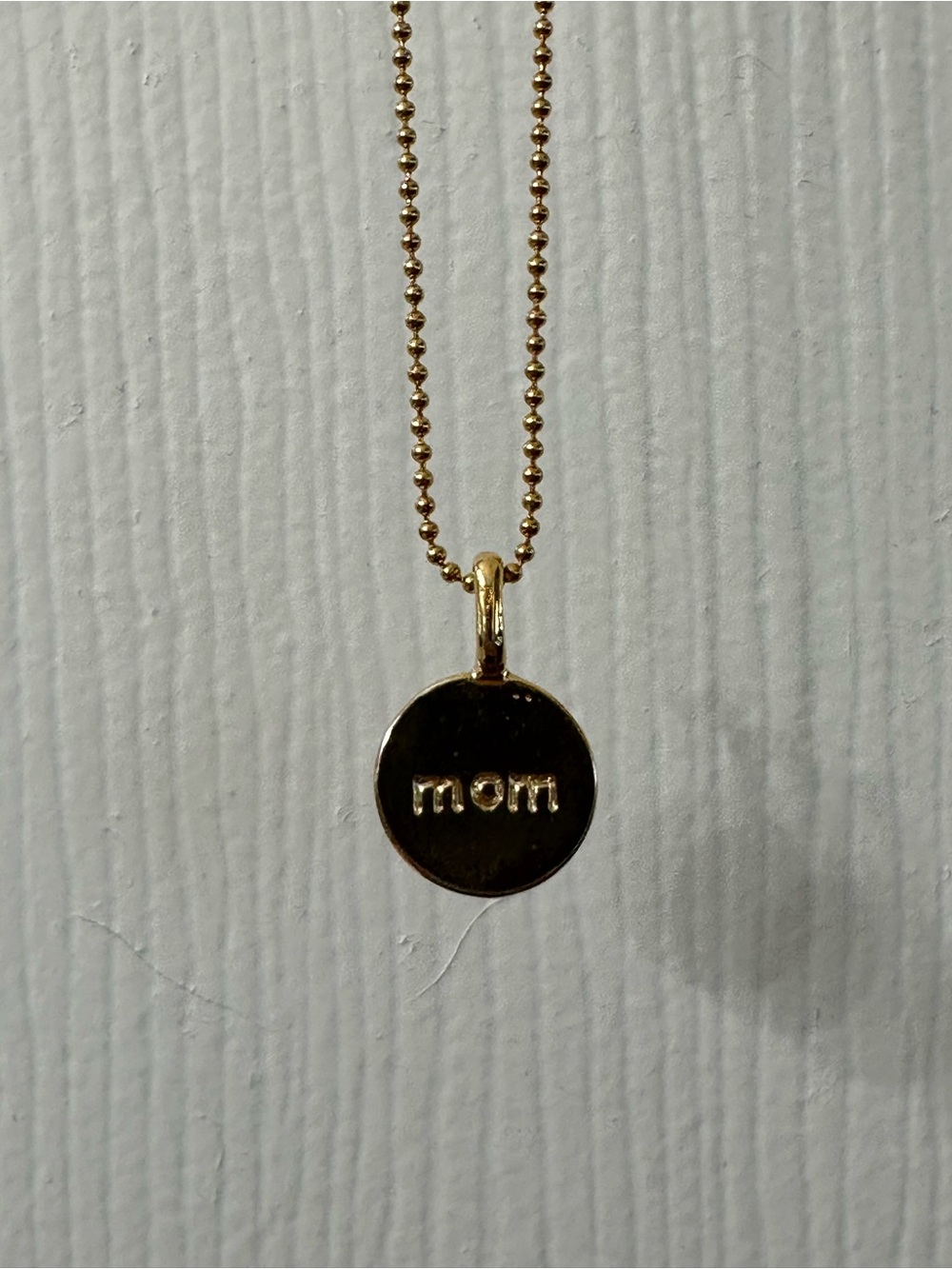 Gold Necklace “Mom” Pendant Gold Plated Ball Chain Adjustable 16-18” NWOT